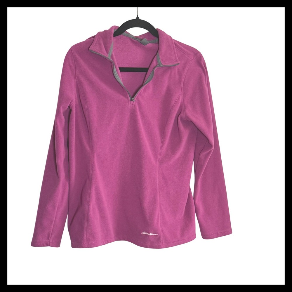 NWOT Eddie Bauer Womens Magenta Pink Fleece Quarter Zip Pullover Sweater Size PM